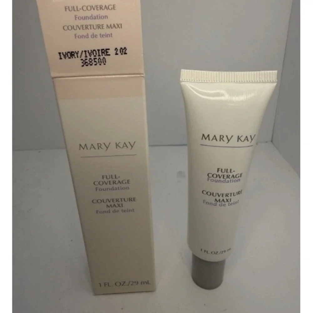 New Mary Kay Full Coverage Foundation Ivory 202 Narrow Gray Cap NIB Full Size